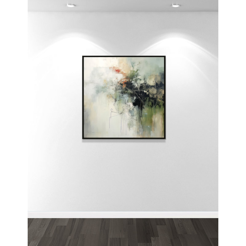 «Green Abstraction I Print» par Irena Orlov, Toile avec cadre, 37.5'' W x 37.5'' H, Espresso Floater