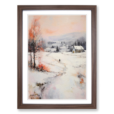 Winter Landscape Gestural No.3 - Single Picture Frame Print on Wood