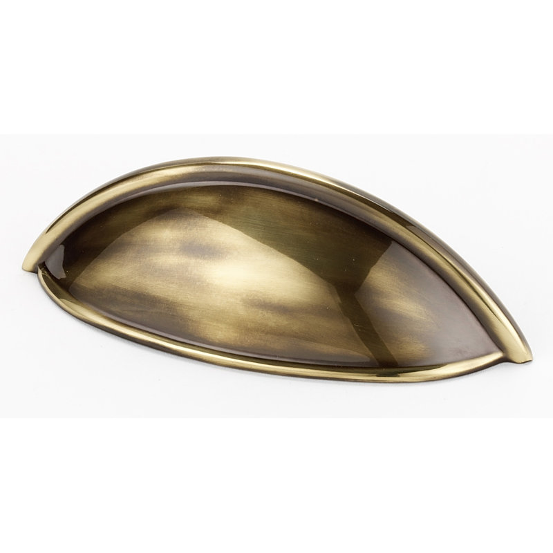 Poignée coquille contemporaine 3 1/2 po, Antique poli