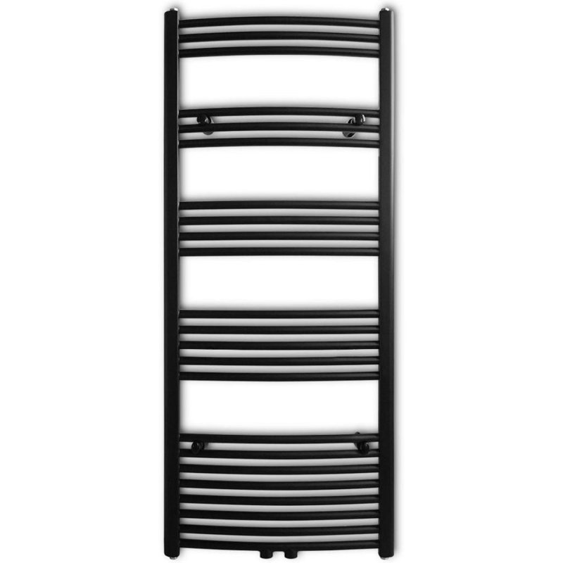 Sonny Curved Towel Rail Heated Towel Rails, 764m H x 500cm W x 22cm D, Black