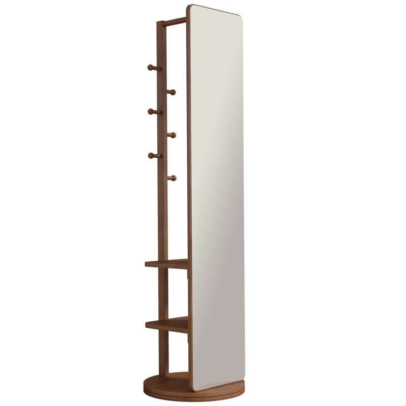 Full-body mirror, solid wood + rubber wood + glass, 19.6*68.8in(mirror width:15.7in) Large mirror for viewing the whole body, easy to dress and tidy up and place in the bedroom/living room (Walnut)