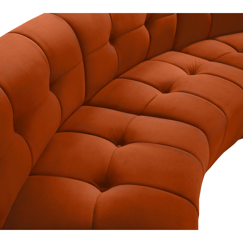 Jedson Velvet Sectional Symmetrical, Cognac Velvet