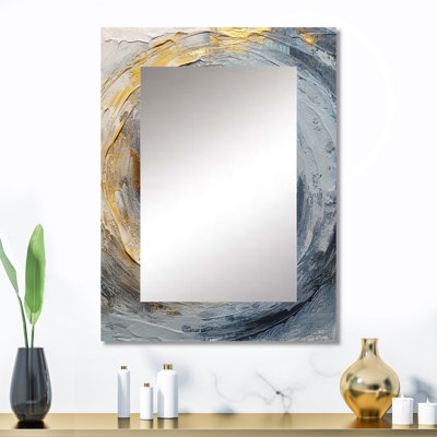 Gold and Blue Vibrant Spirals IV - Modern Wall Mirror