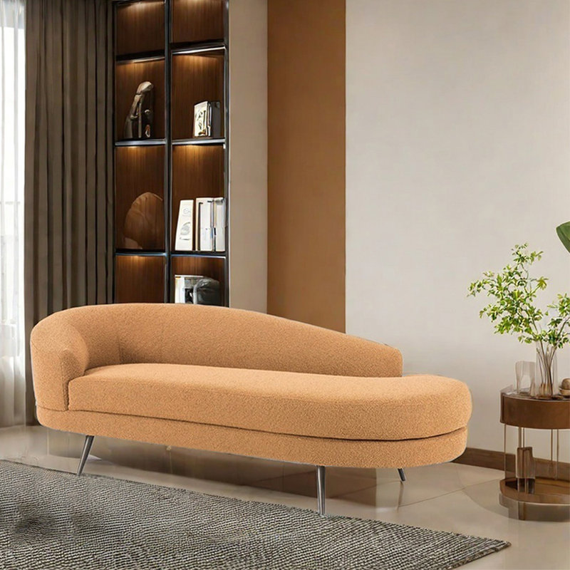 Chaise longue ergonomique rembourrée en molleton, Accoudoir à gauche (vu de face)