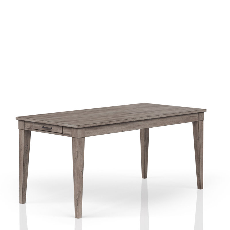Table de salle à manger rustique gris avec deux tiroirs de rangement et rallonge
