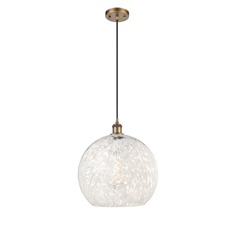 Luminaire suspendu 1 lumière Nathalie, H 16,63 po x l 13,75 po x P 13,75 po, Laiton brossé