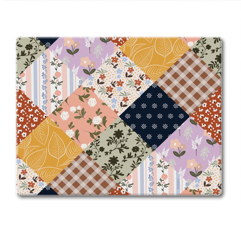 Planche à découper en verre trempé patchwork rétro 10 po x 8 po