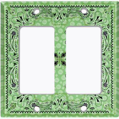 Metal Light Switch Plate Outlet Cover (Green Paisley Bandana Tile   - Single Toggle)