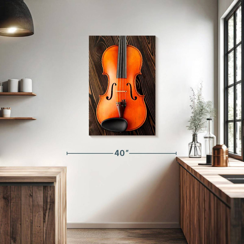 Abarca Violin On Wooden Table, 36" H x 24" W