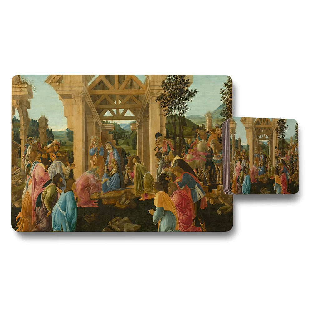 Placemat and Coaster Set Featuring Classic Religious Artwork