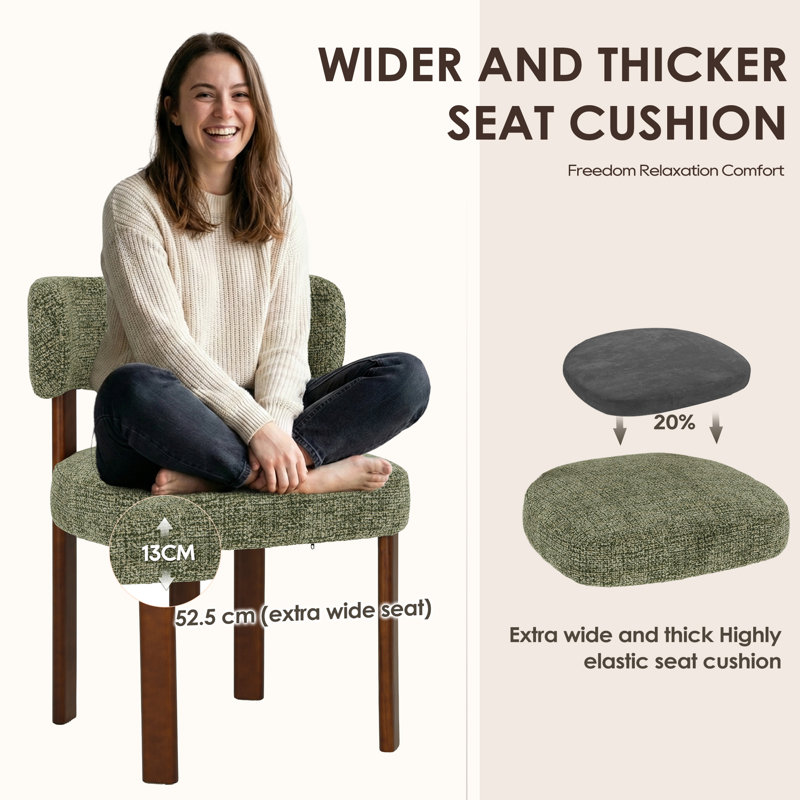 48.5cm H Upholstered Upholstered Back Side Chair, Green Fabric
