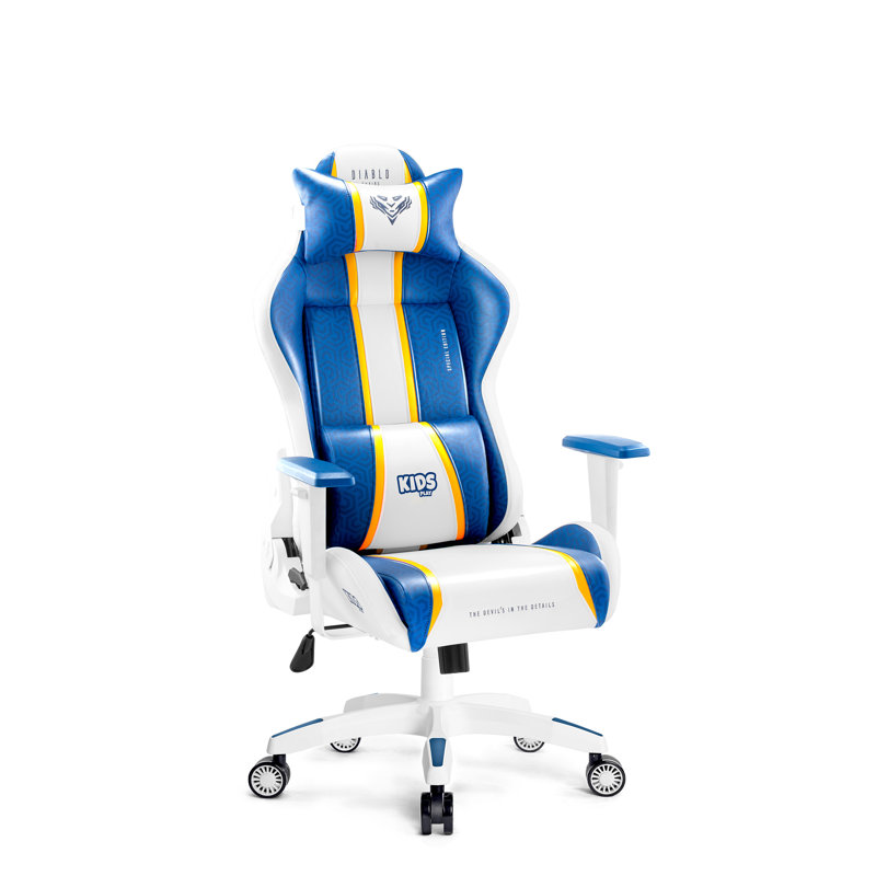 DIABLO CHAIRS Blue/White Executive Chair with Wheels
