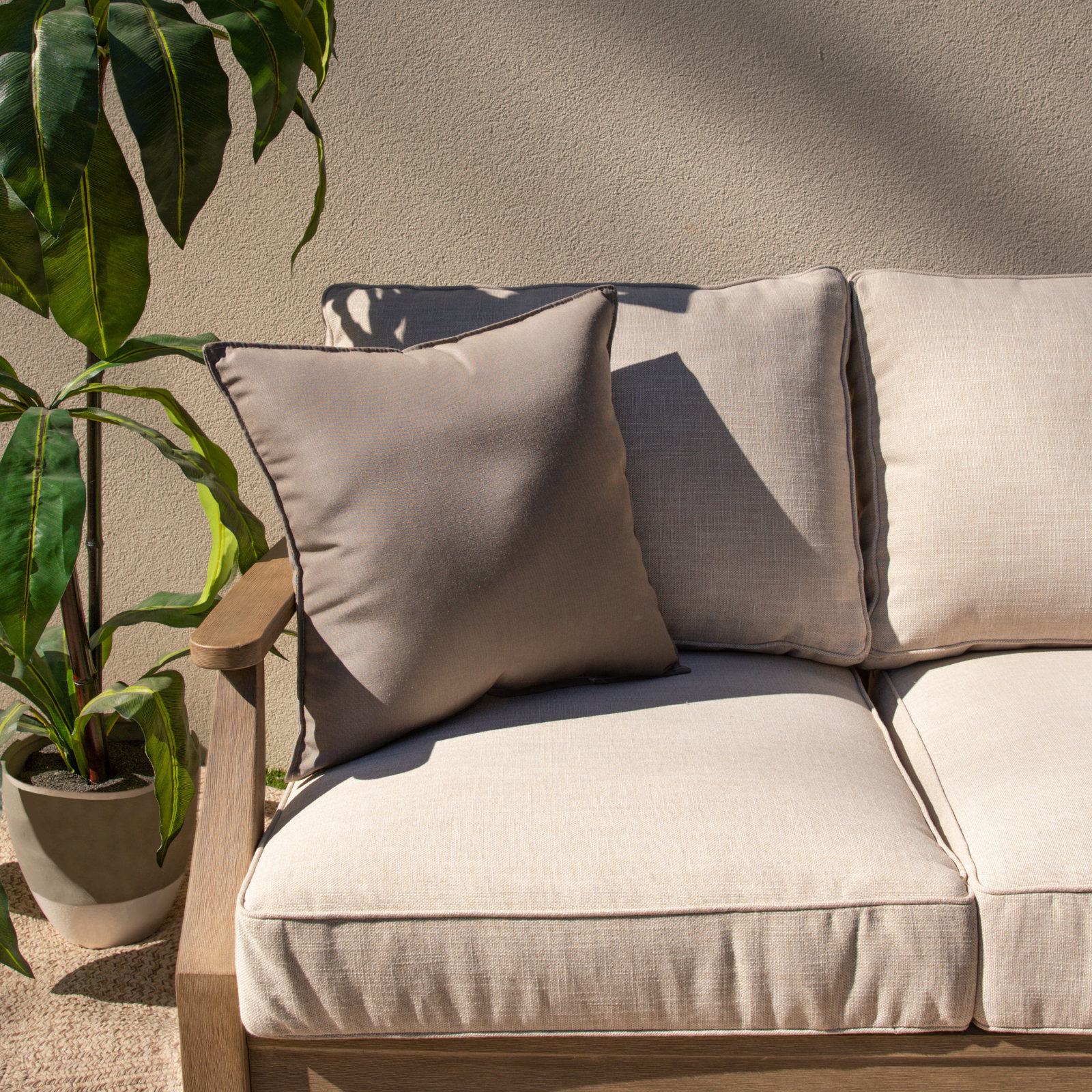 Everley 20" x 6" Sunbrella® Throw Pillow, Taupe