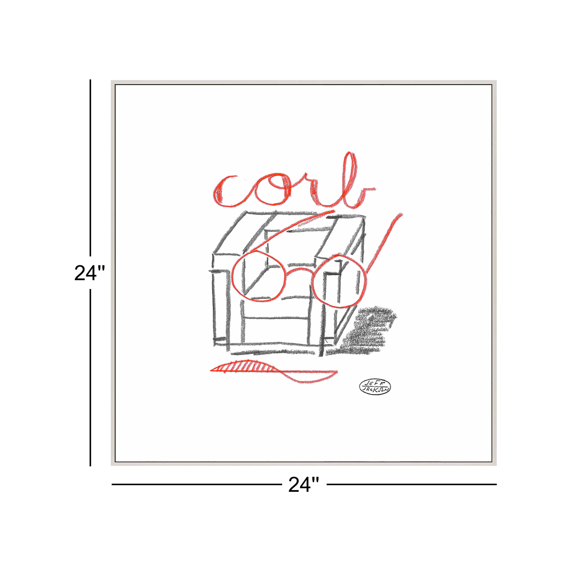 Chairs. Set Of 5 by Jeff Jackson, White Single Picture Framed Canvas, 24" W x 24" H