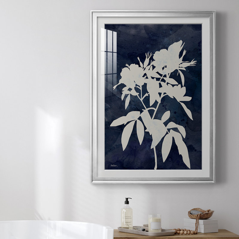 " Indigo Botanical I Revisited ", Silver, 30.5" H x 22.5" W x 1" D
