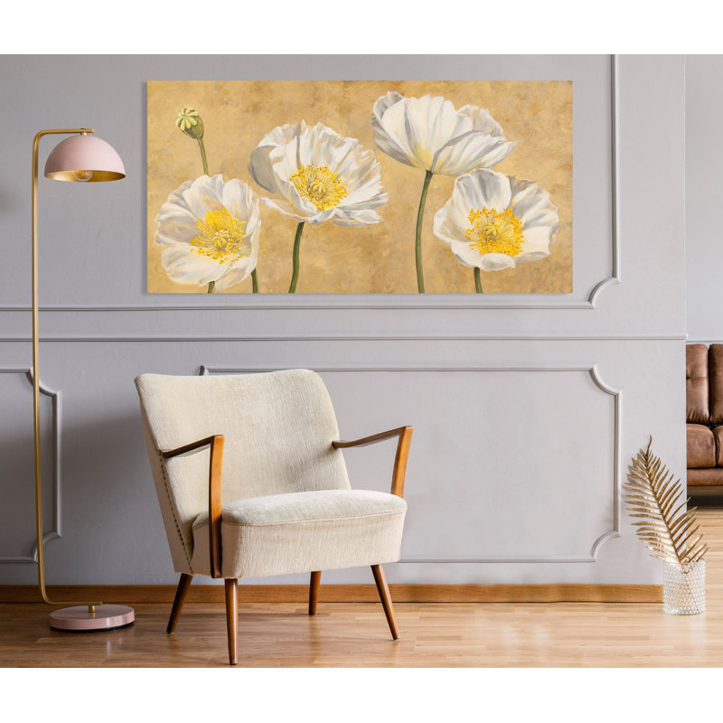 Poppies On Gold by Luca Villa - Wrapped Canvas Painting, 50cm H x 100cm W x 4cm D