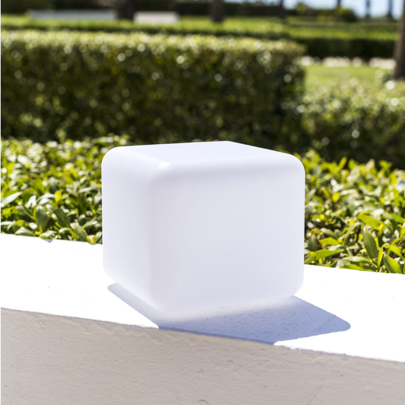 Dice Battery Powered Integrated LED Color Changing Outdoor Table Lamp, 5.5" H x 6.2" W x 6.2" D