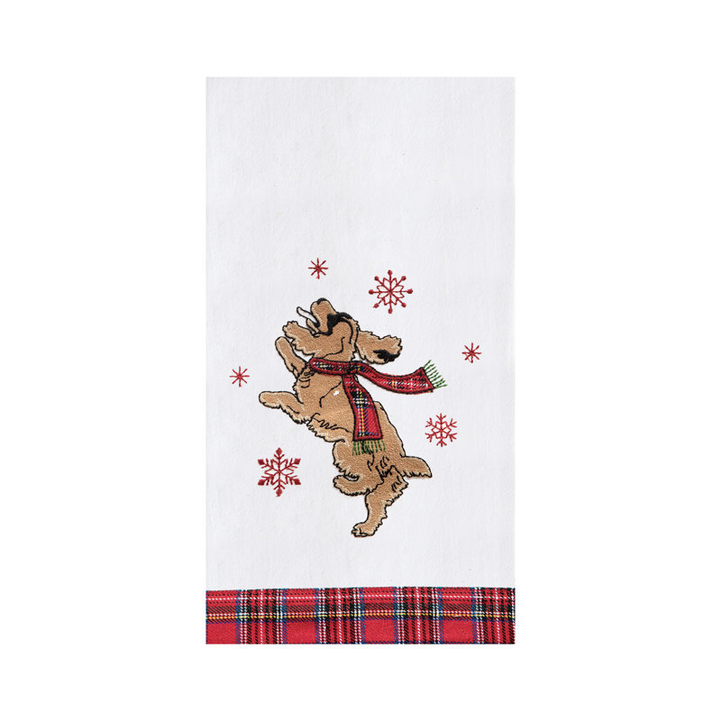 Serviette de cuisine festive pour chien de Noël sautant à la machine avec sac à farine