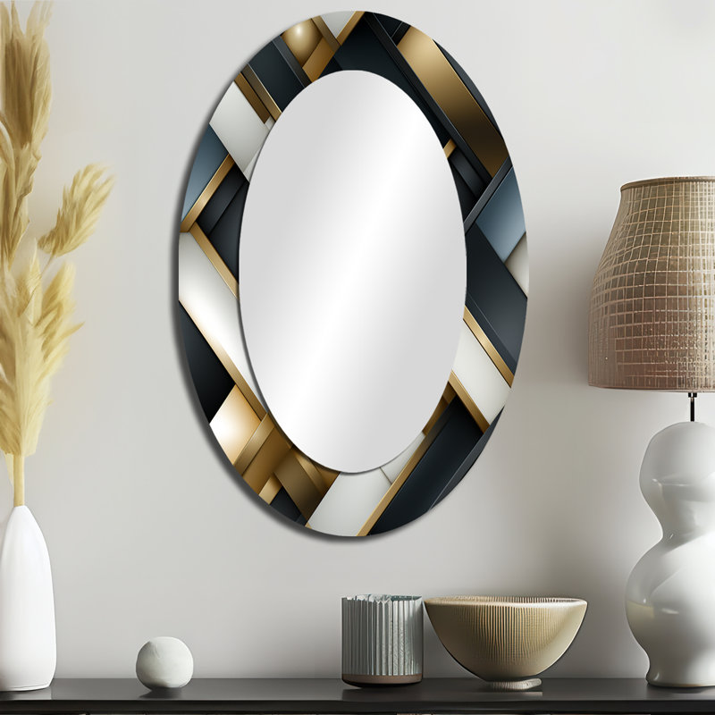 Vallauris - Miroir mural moderne noir ovale, 36 po x 24 po