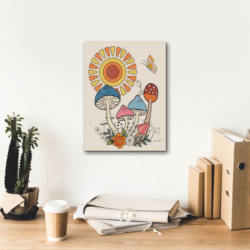 «Groovy Mushroom A» par Jean Plout, art mural sur toile, H 16 po x l 12 po x P 0,75 po
