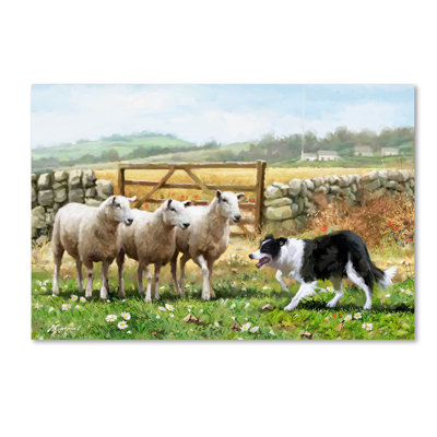 Armand 'Sheepdog with Sheep' Print on Canvas