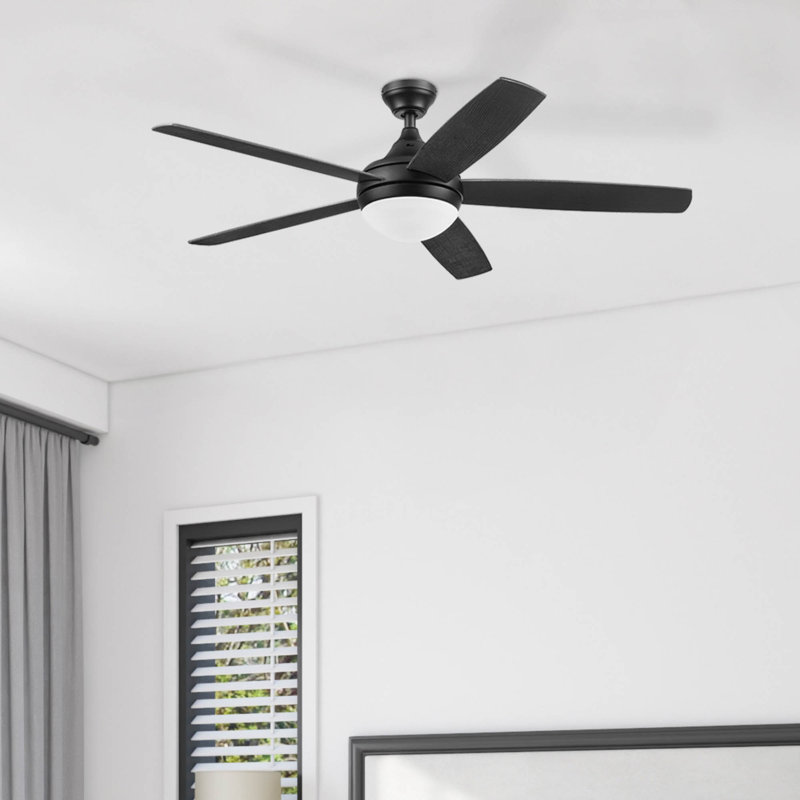 Ventilateur de plafond d'intérieur contemporain avec lumière DEL et télécommande Ashby, Noir mat
