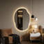 Miroir de salle de bain asymétrique DEL 45 po x 32 po - Miroir de courtoisie rétroéclairé avec antibuée, éclairage à intensité variable en 3 couleurs et fonction mémoire