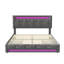 Storage Bed With 4 Drawers & Dual LED Lights, Upholstered Bed Frame With Adjustable Headboard, Grey Linen-555591949