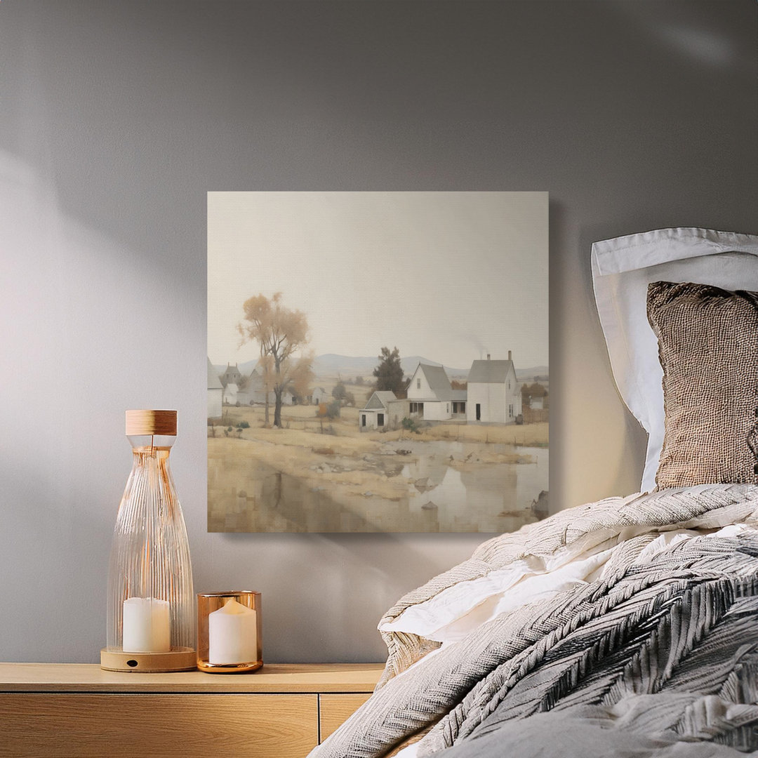 Farmhouse Canvas Wall Art, Gallery Wrapped Matte Print, Rural Landscape Painting, Ready to Hang, Modern Farmhouse Decor, Archival Quality