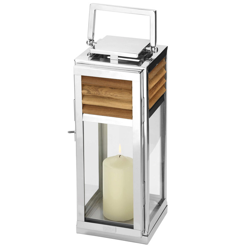 25cm Stainless Steel Tabletop Lantern, 45cm H x 18cm W x 18cm D