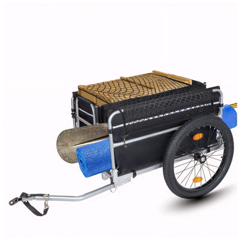 Remorque de chargement de vélo robuste avec pneus Fat - Chariot pliable de chariot à vélo de capacité de 110 lb pour le camping et l'épicerie