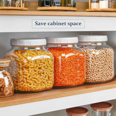 Glass Storage Jars with Airtight Lids and for Fermenting, Pickle108 oz Clear (Set of 2)
