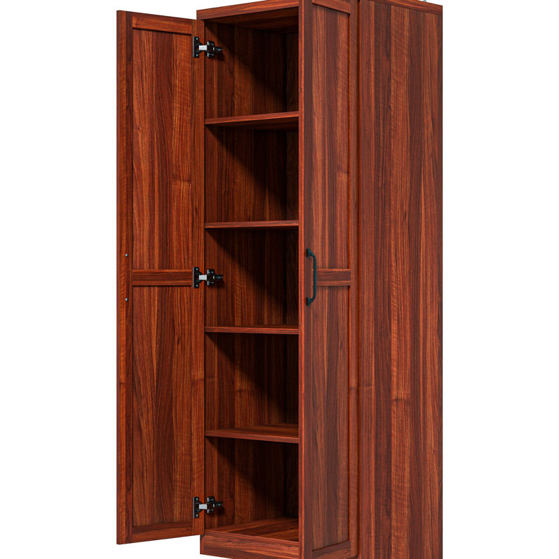 63" Kitchen Storage, Freestanding Tan Cabinet. 5 Shelving, 2 Adjustable, Meets Dining Room Needs Cabinet, Storage. Shelving With Improves Look