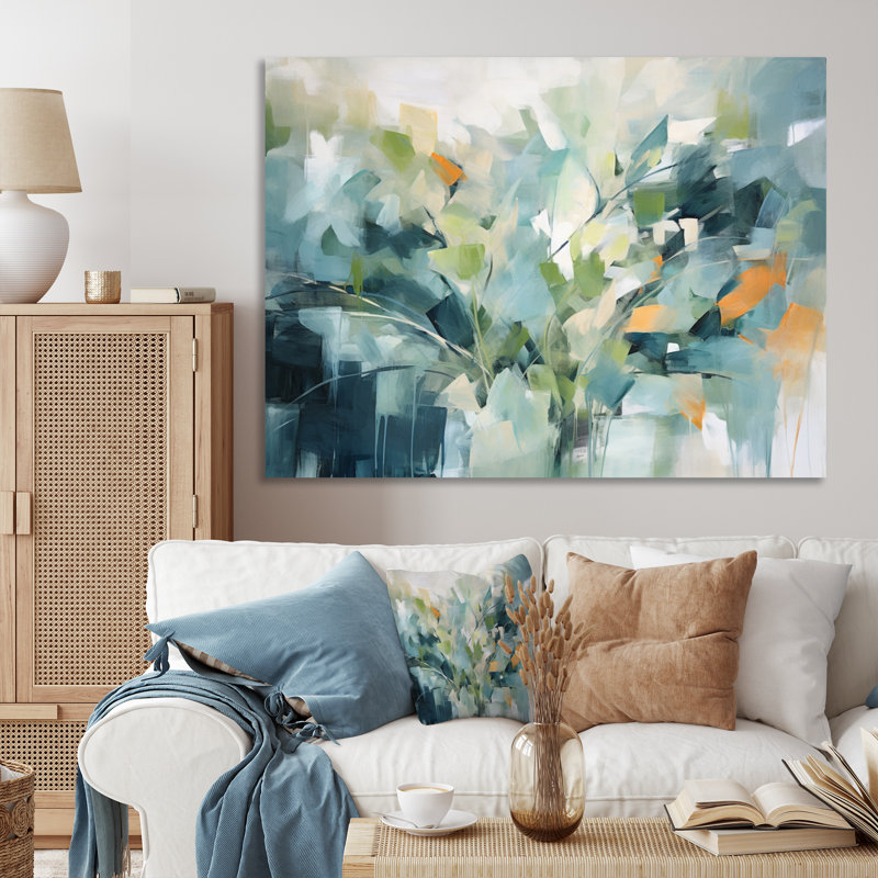 «Blue Botanical Garden III - Abstract Botanicals», art mural, H 30 po x l 40 po, Toile tendue, Sans cadre
