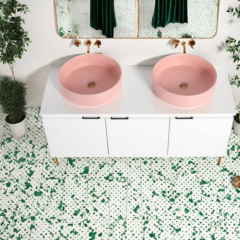 Meuble-lavabo moderne (avec meuble-lavabo et lavabo), 48 po de rangement
