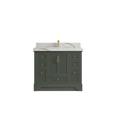 Alys 42'' Free Standing Single Bathroom Vanity with Quartz Top -  Willow Collections, ALS_PGN_CA_GL_42