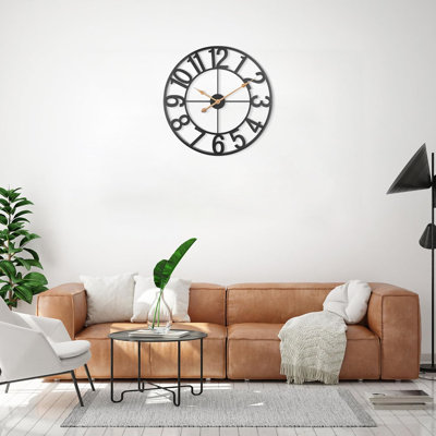 Black Wall Clock, Modern Battery Operated Wall Clocks, Silent Non Ticking Analog Clock For Living Room, Office, Home, Bedroom, Kitchen