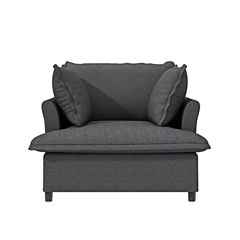 Upholstered Single Seat Sofa With Pillows, Gray