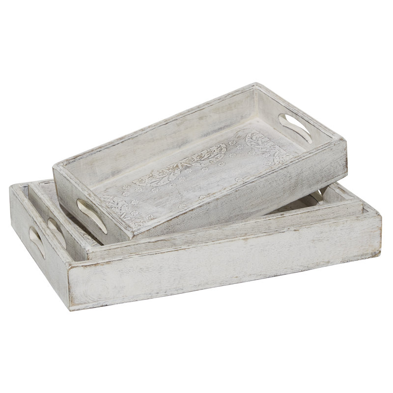 Bancora Solid Wood Tray - Set of 3