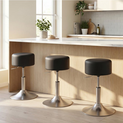 Swivel Upholstered Bar Stool with Steel Frame