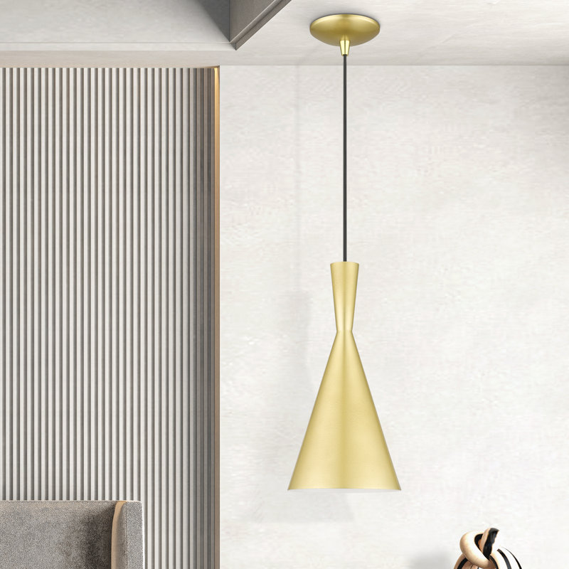 Luminaire suspendu conique à 1 lumière Ariandne, Or doux / blanc brillant, H 15,25 po x l 7,25 po x P 7,25 po