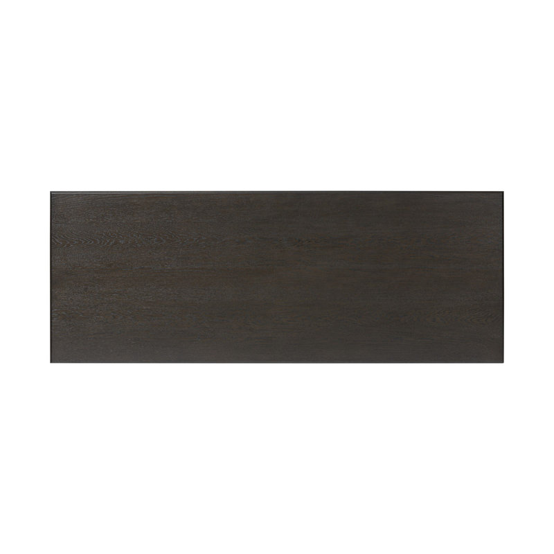 Bina Solid Wood Computer Desk, Charcoal Oak/Black