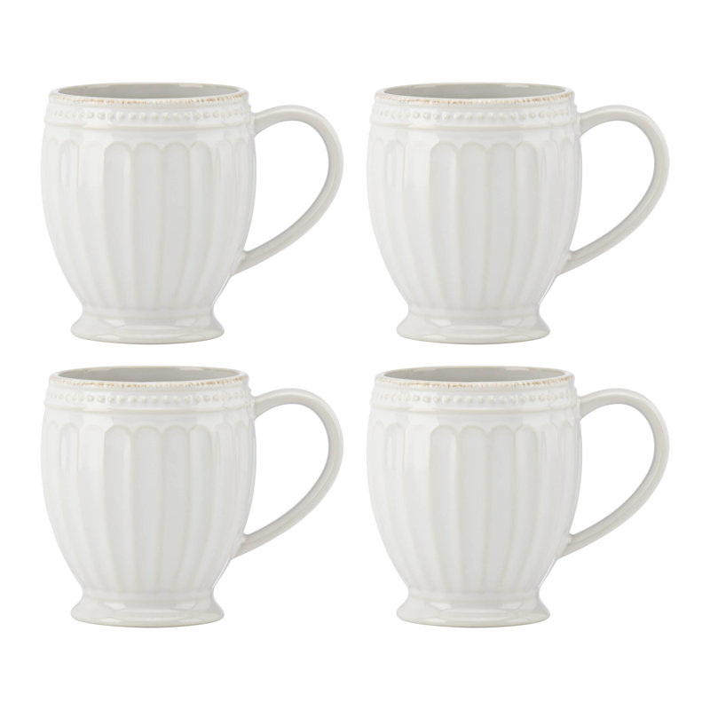 French Perle Groove Mugs, Set Of 4