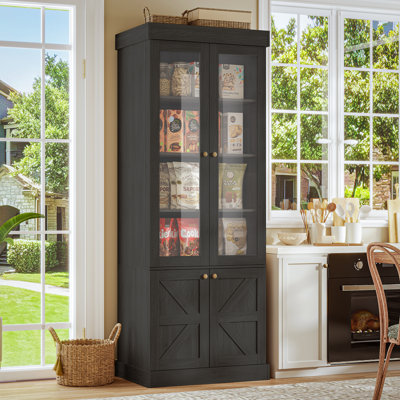 Hazeghi Double Glass Doors and Four Layers of Adjustable Shelving &Bookcase