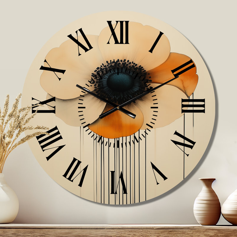 Anémone après minuit - Horloge murale florale en métal, Petit