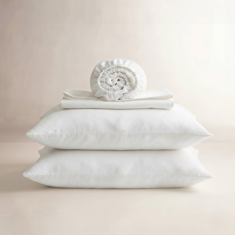 100% Linen Sheet Set, Queen, Cream
