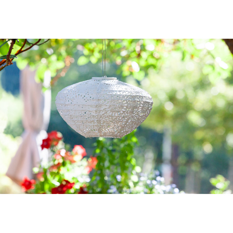 White Ceramic Hanging Winter Candle Lantern