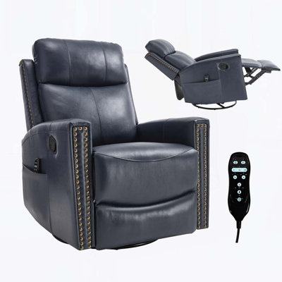 Fauteuil inclinable manuel pivotant en cuir avec massage thermique