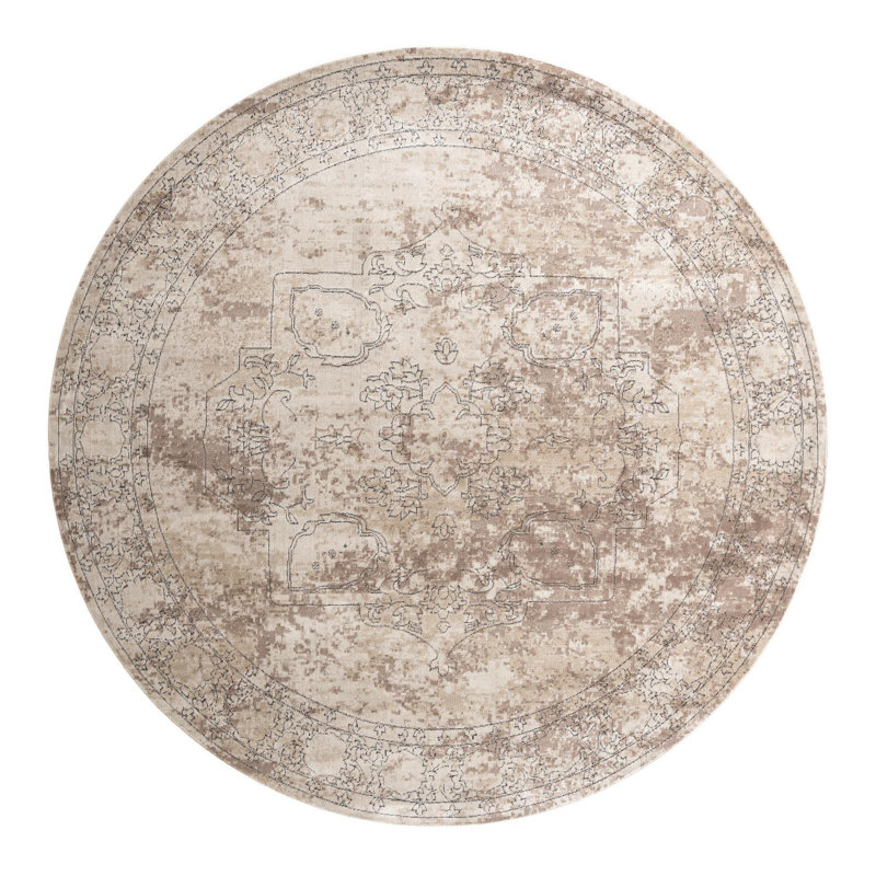 Cantey Oriental Ivory Area Rug, Round 10'