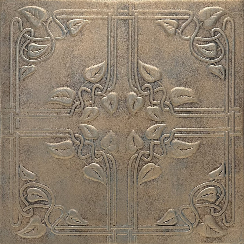 Tuile de plafond en polystyrène collé 1,6 pi x 1,6 pi Ivy Leaves, Cuivre vieilli